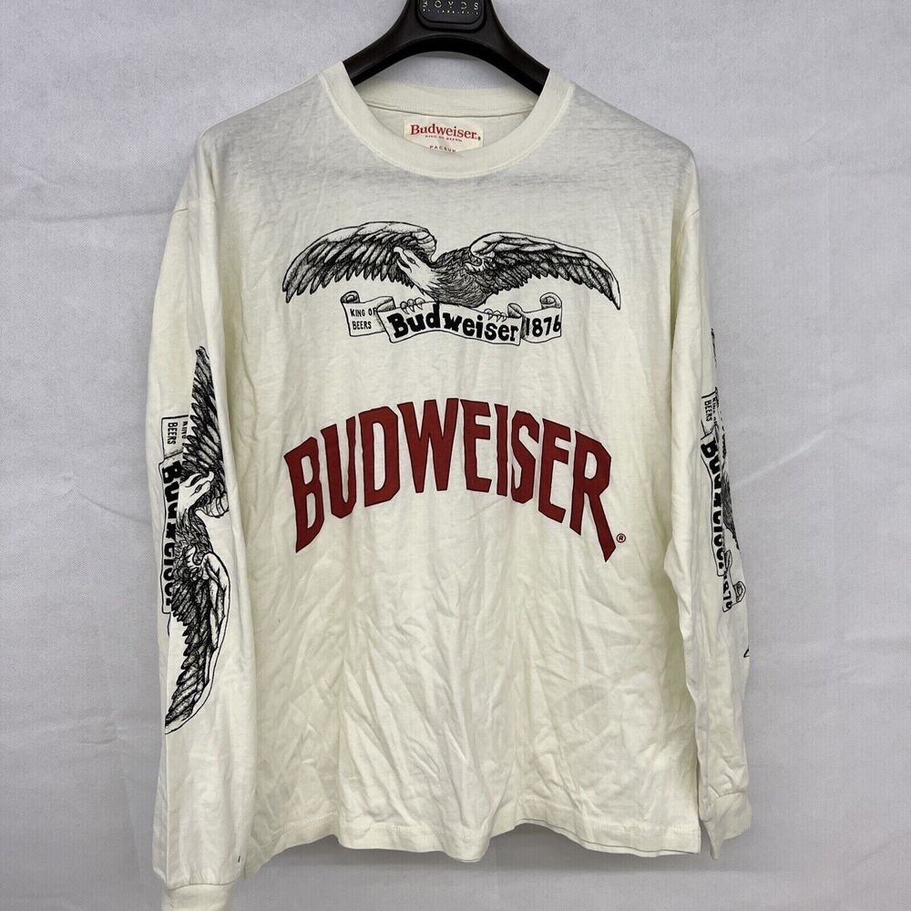 New Sz Medium M Pacsun Beer Budweiser Long Sleeve Graphic Shirt Tee States Eagle